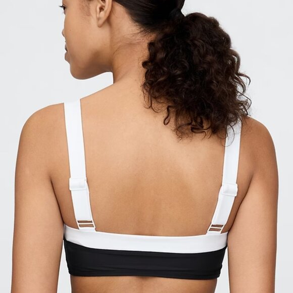 Colorblock Bandeau Bikini Top | Black with White Tipping | GAP | Size S | NWT - Picture 2 of 4